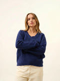 AMRITA pullover v-ausschnitt 4-fädig nachtblau