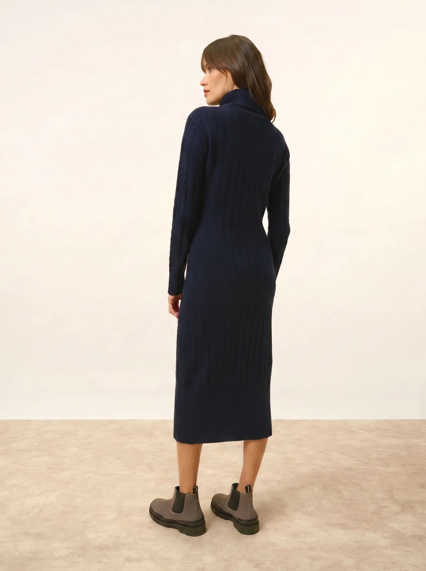 DOLKAR robe col roulé 4 fils bleu marine