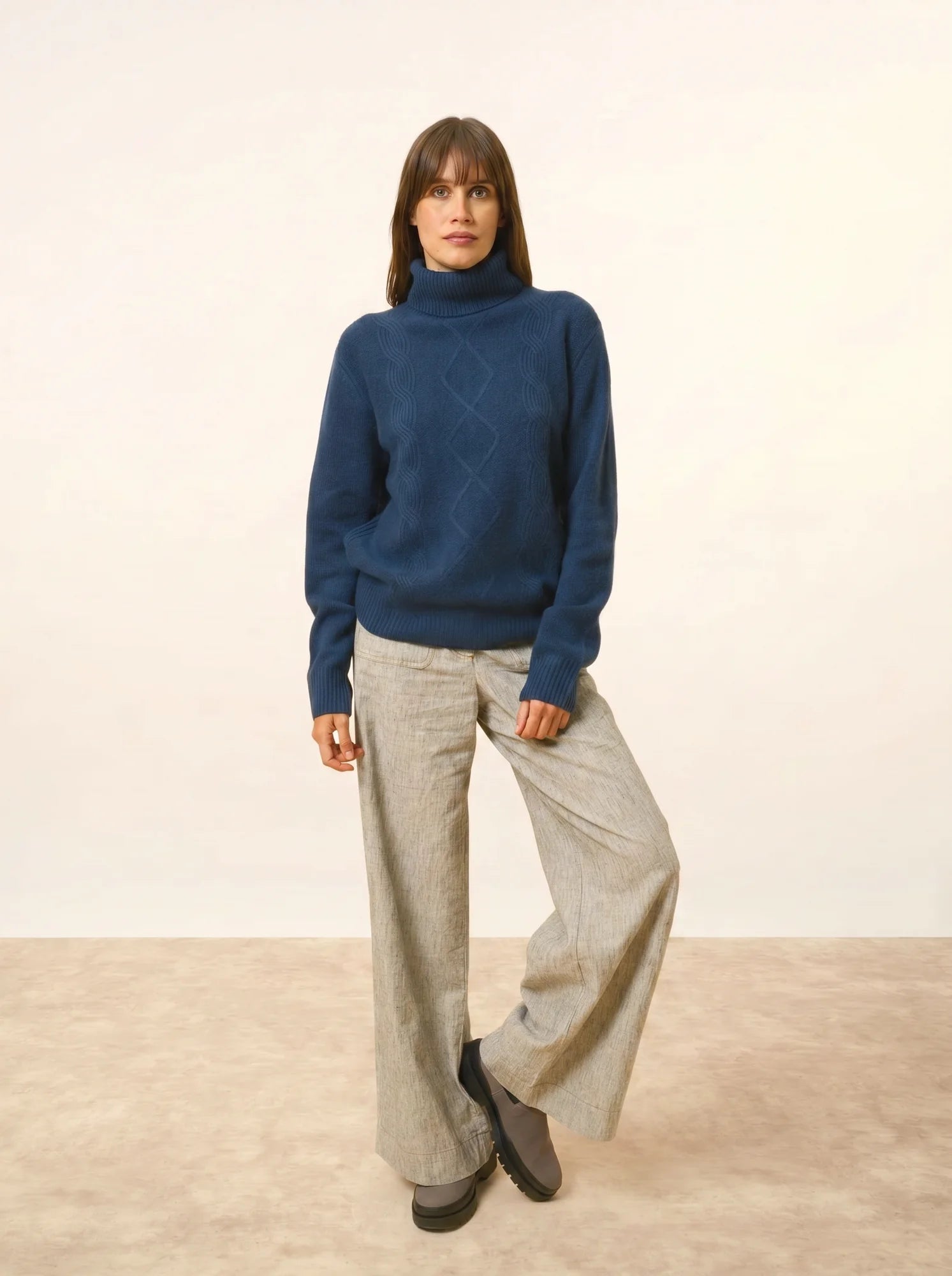 DOLMA pullover rollkragen 6-fädig blau petrol