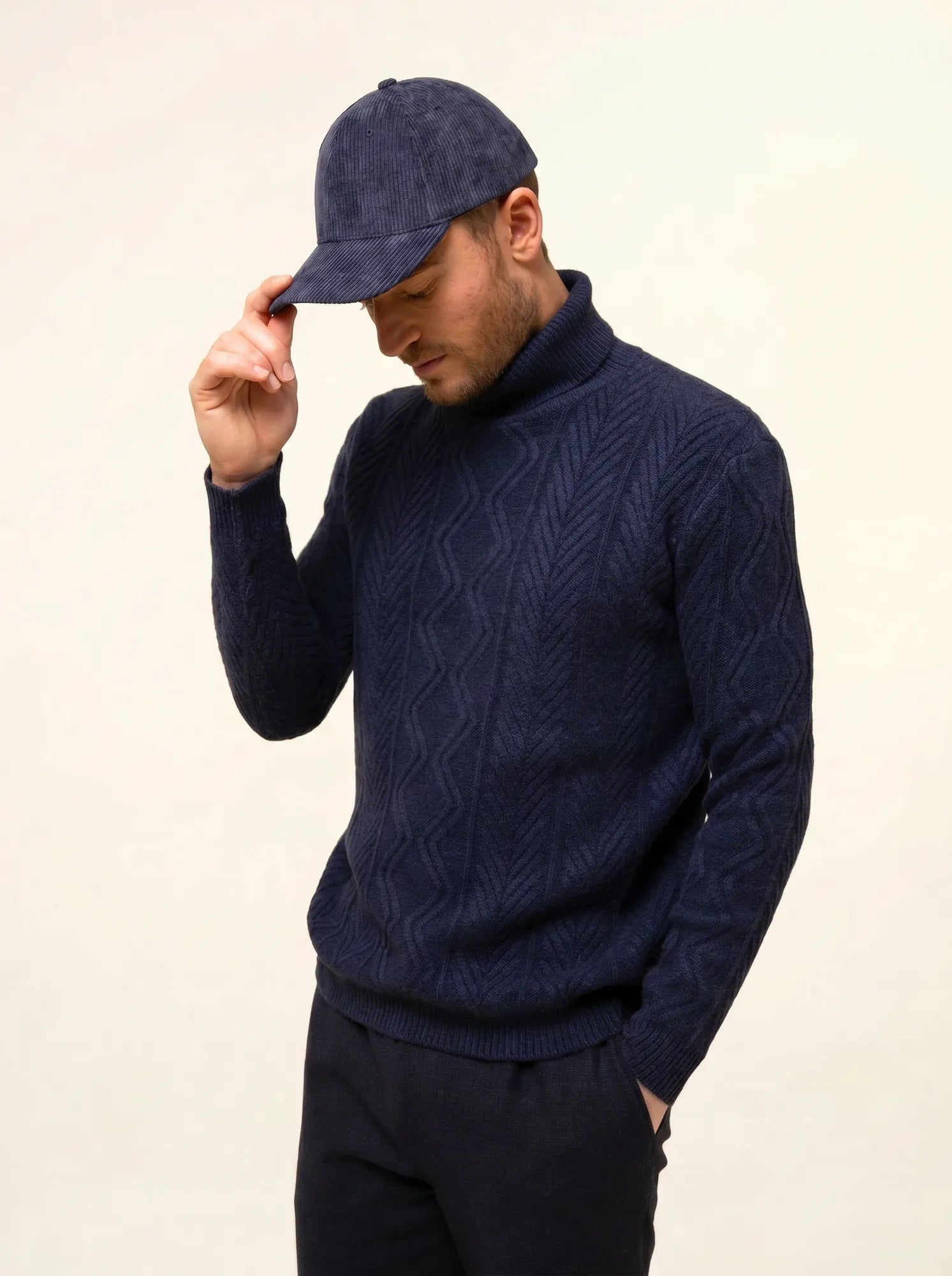 DORJE pullover rollkragen 6-fädig nachtblau meliert