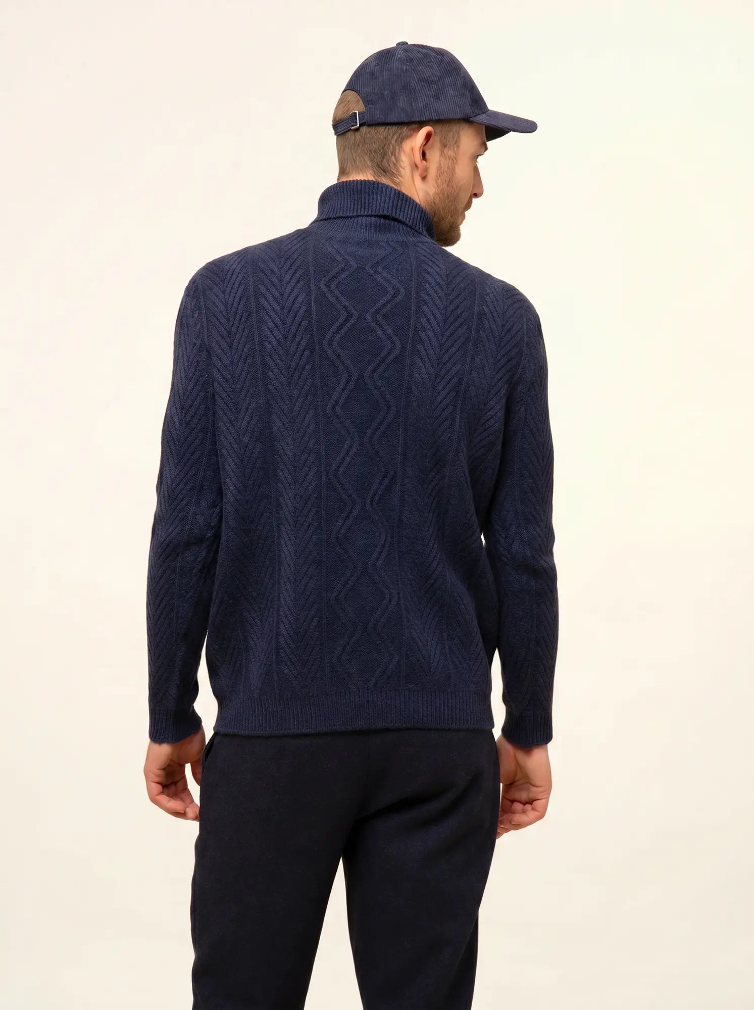 DORJE pullover rollkragen 6-fädig nachtblau meliert