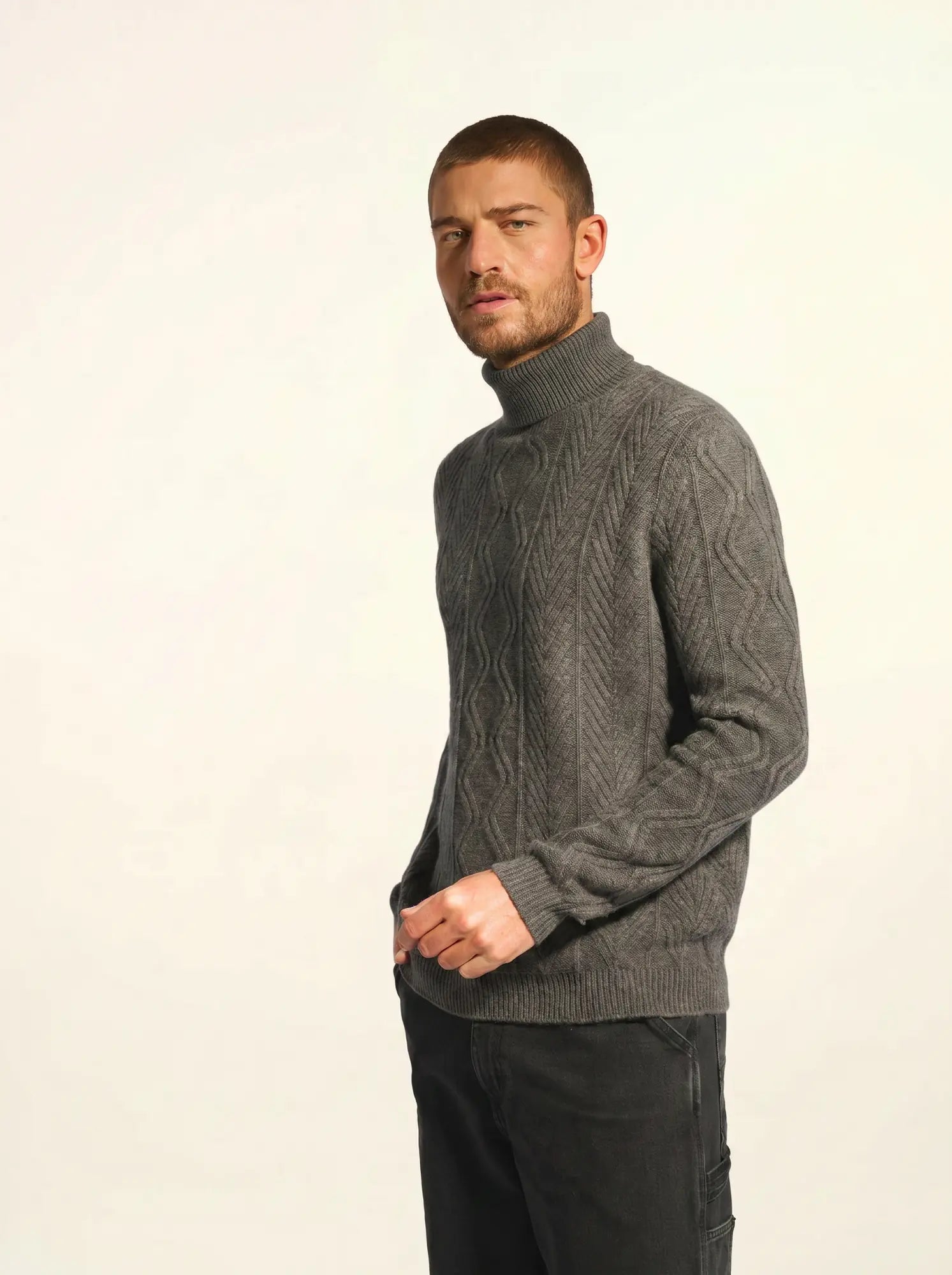 DORJE pullover rollkragen 6-fädig anthrazit meliert
