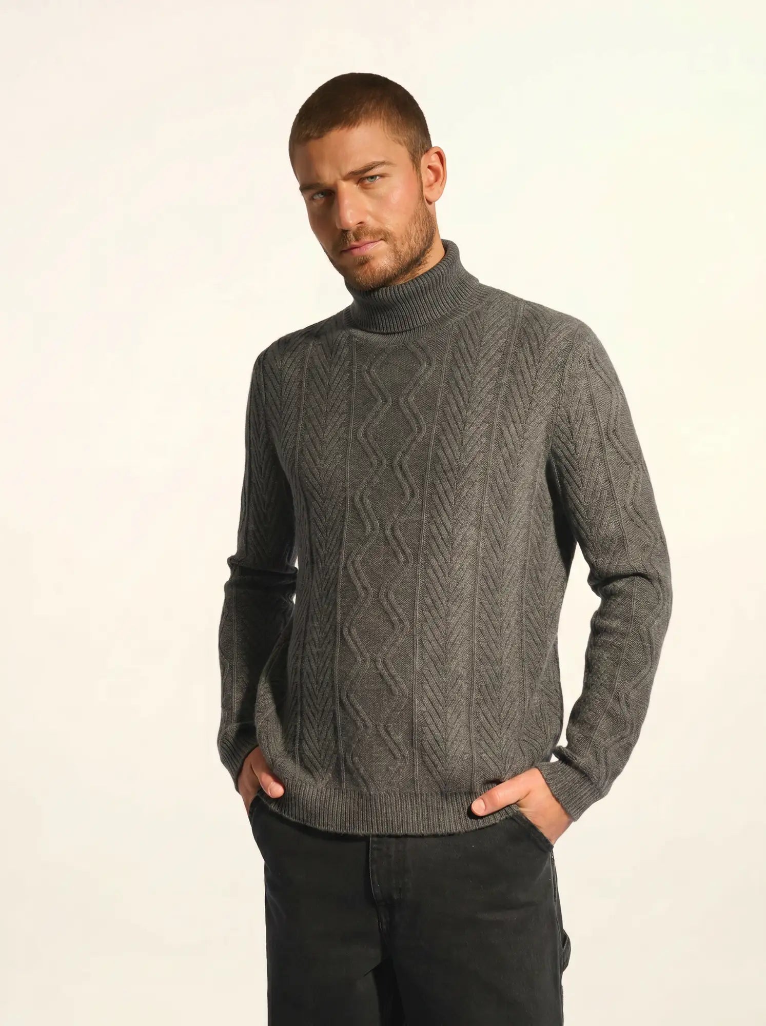 DORJE pullover rollkragen 6-fädig anthrazit meliert