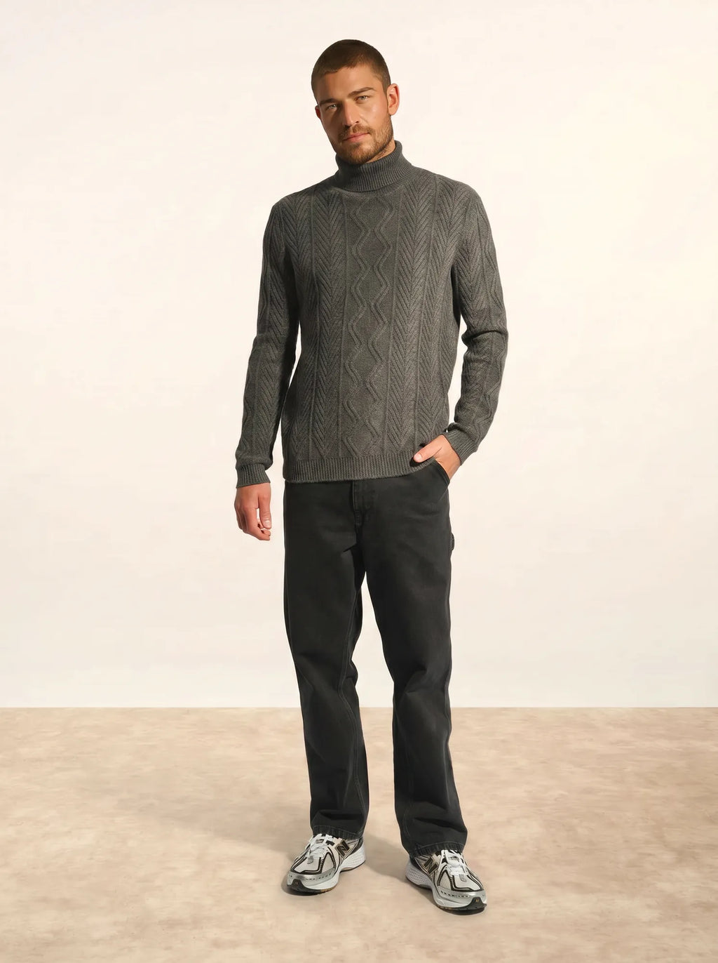 DORJE pullover rollkragen 6-fädig anthrazit meliert