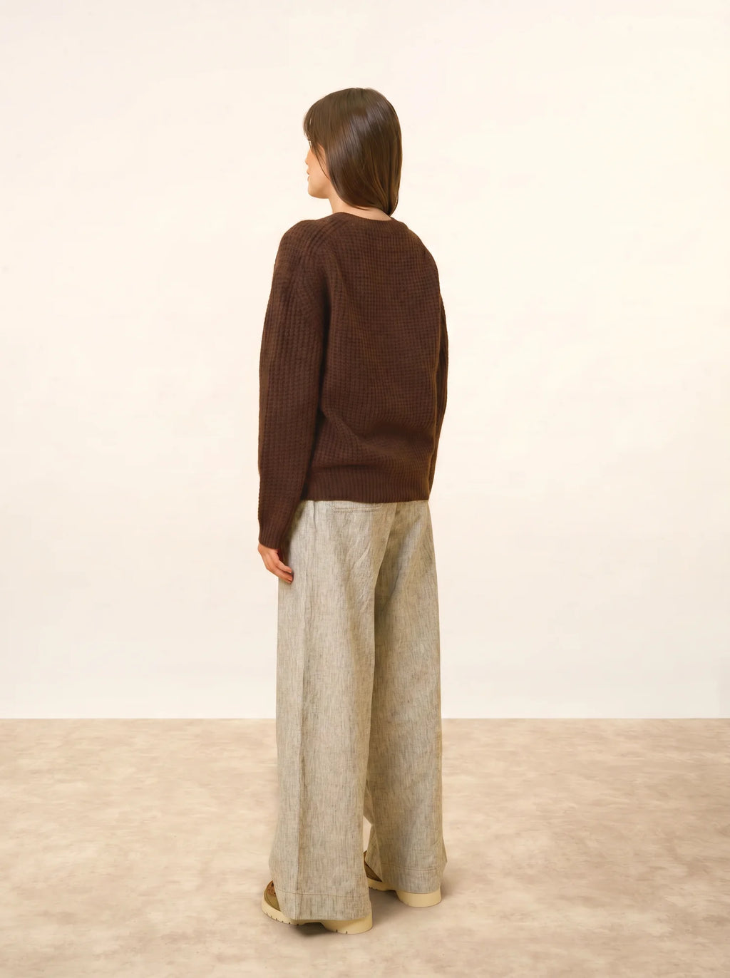 ASSAM pullover rundhalsausschnitt 6-fädig kaffee