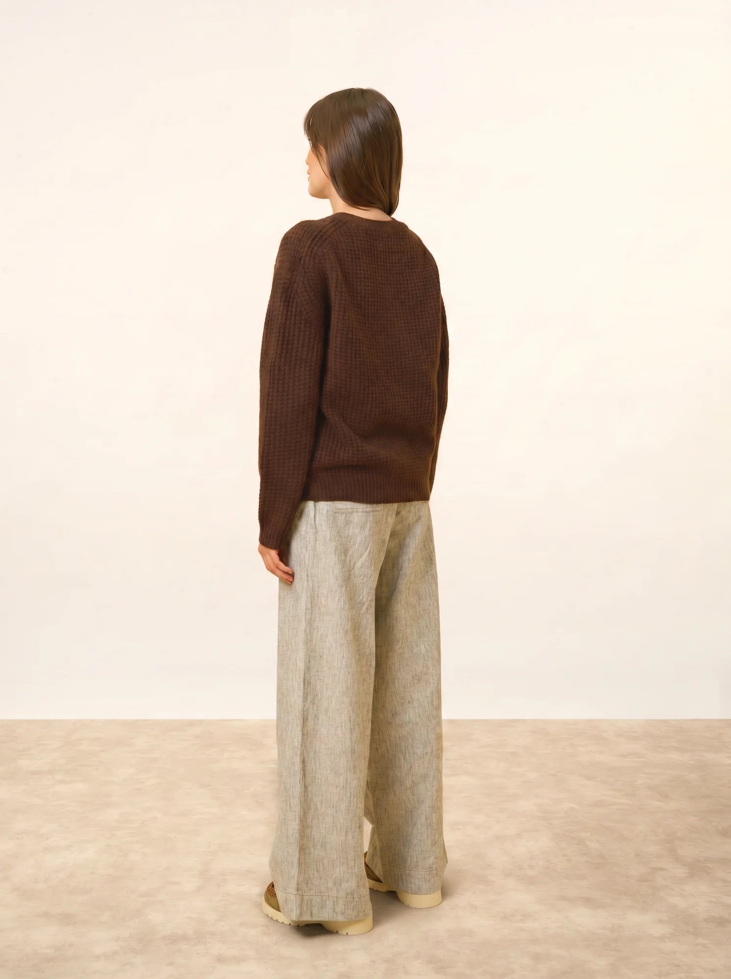 ASSAM pullover rundhalsausschnitt 6-fädig kaffee