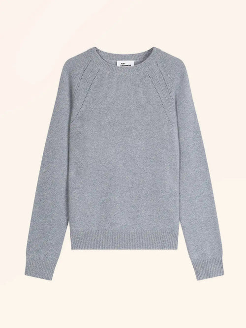AREQUIPA pull col rond 4 fils bleu ivoire