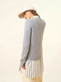 AREQUIPA pull col rond 4 fils bleu ivoire