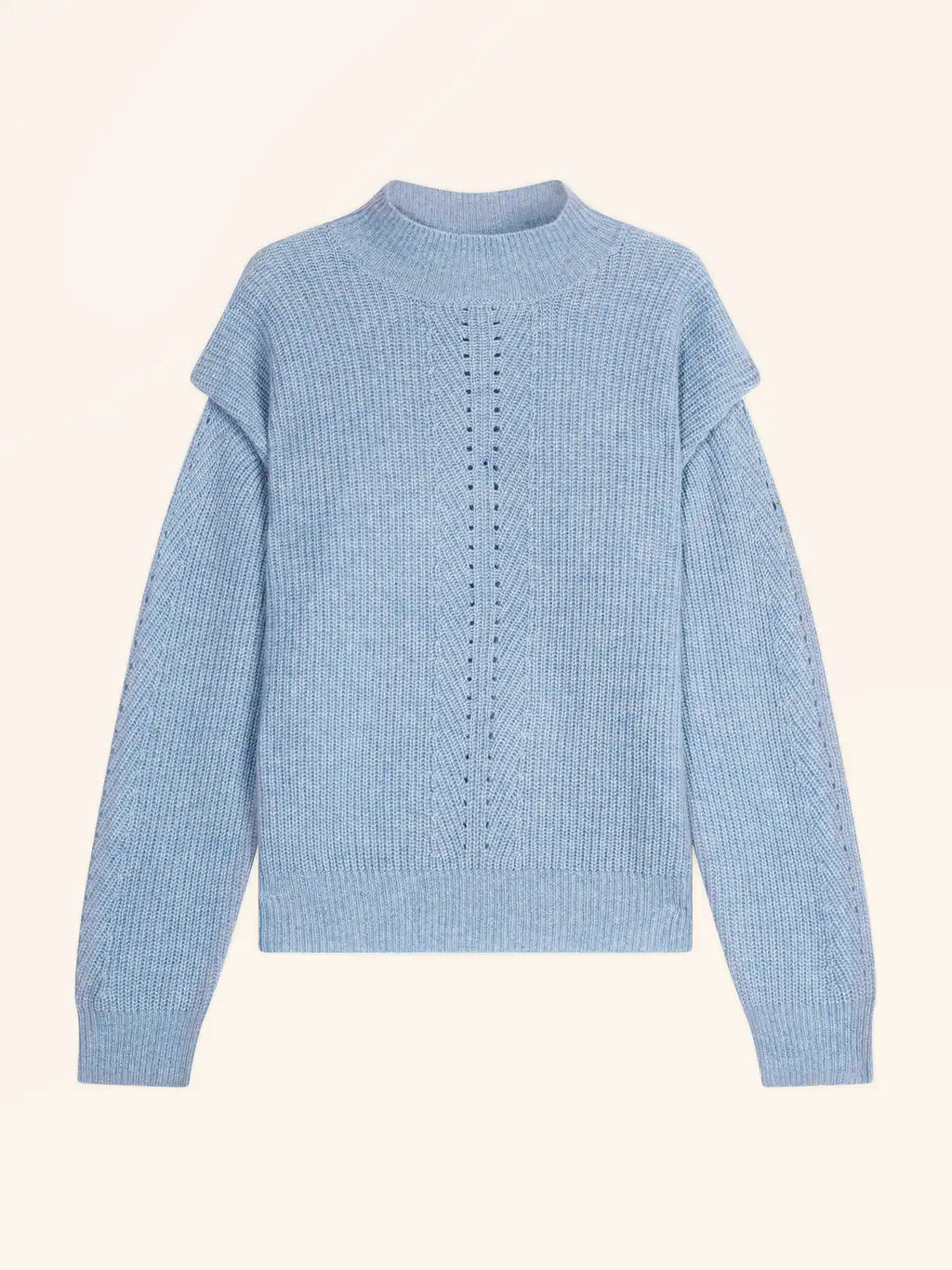 IQUITOS pullover stehkragen plis épaules 4-fädig himmelblau meliert