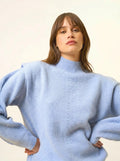 IQUITOS pullover stehkragen plis épaules 4-fädig himmelblau meliert