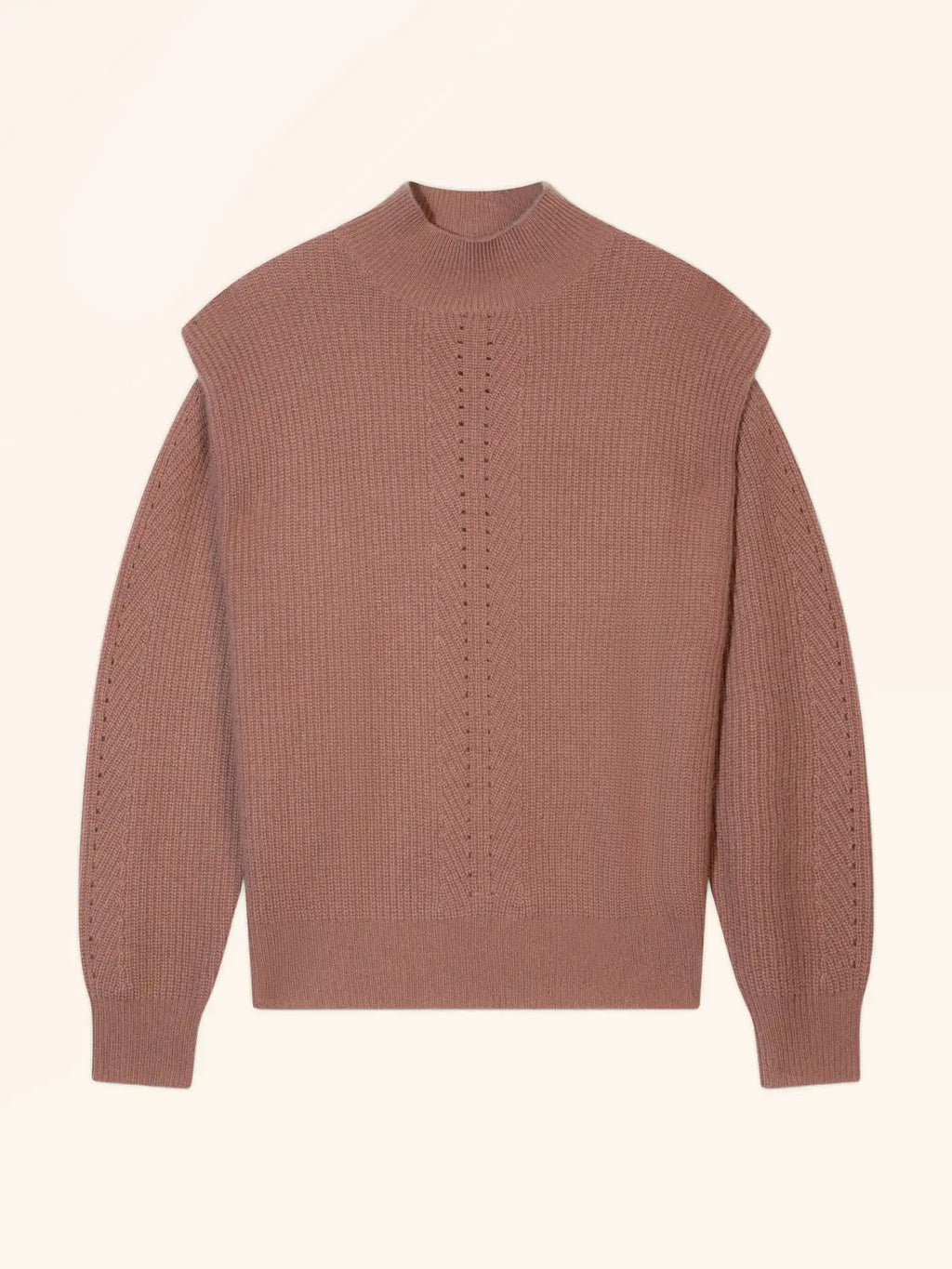 IQUITOS Pull Col Montant Plis Épaules 4 Fils Terracotta