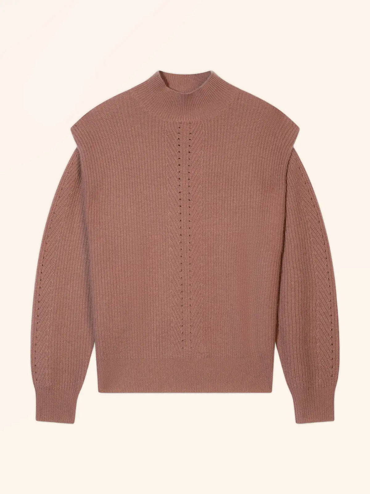 IQUITOS Pull Col Montant Plis Épaules 4 Fils Terracotta