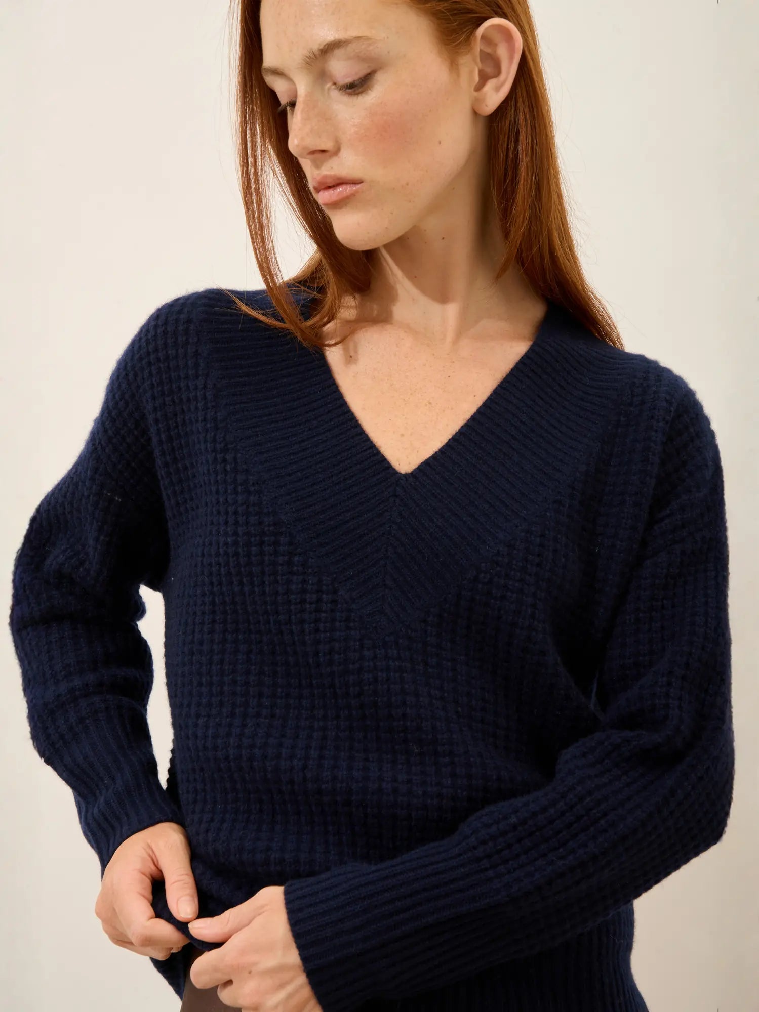TACNA pullover v-ausschnitt 8-fädig marineblau