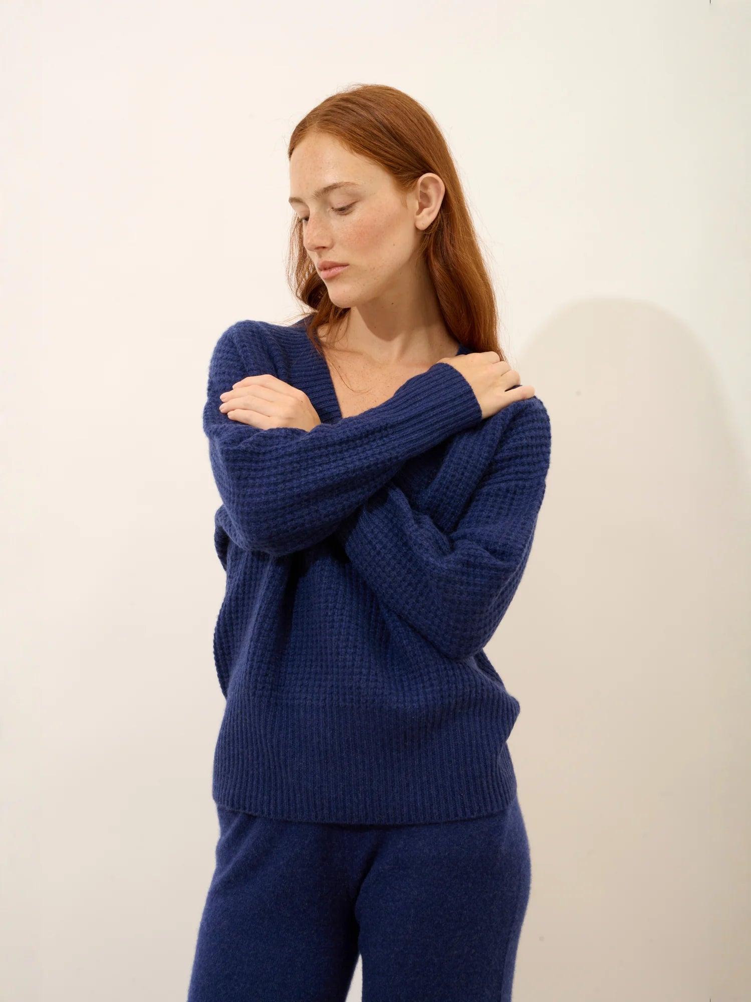 TACNA pullover v-ausschnitt 8-fädig nachtblau