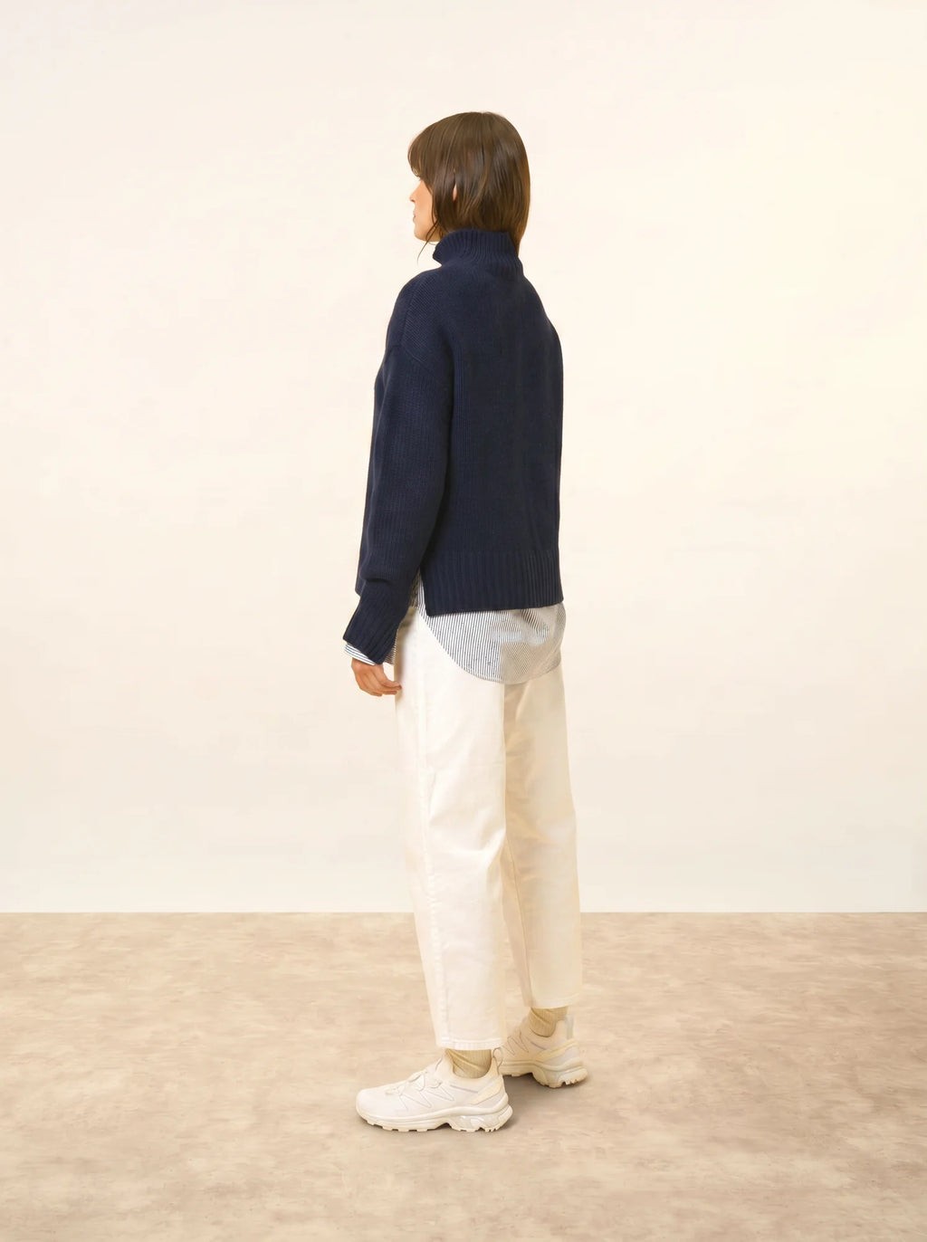 SULLANA pullover stehkragen seitenschlitze 12-fädig marineblau