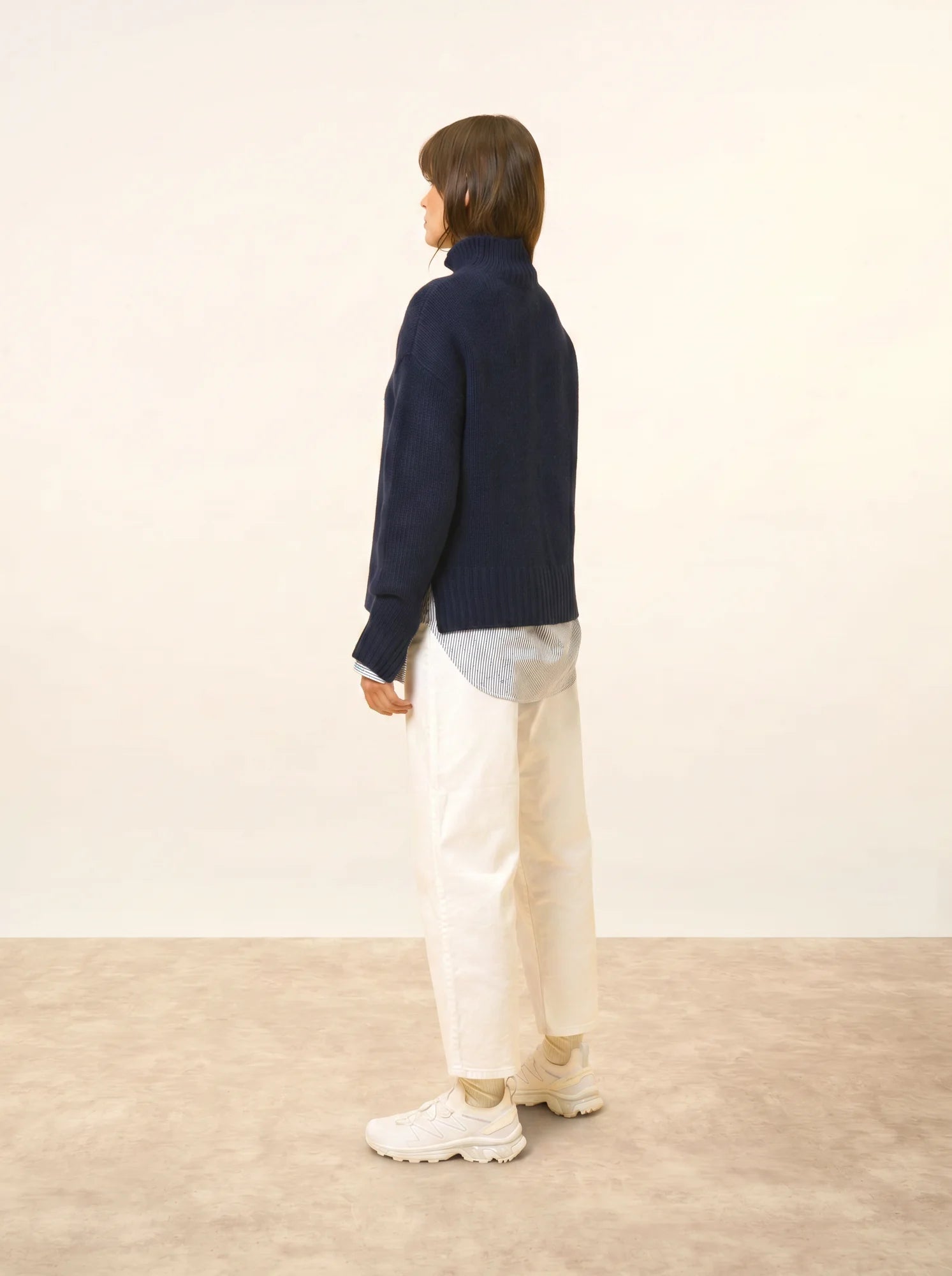 SULLANA pullover stehkragen seitenschlitze 12-fädig marineblau