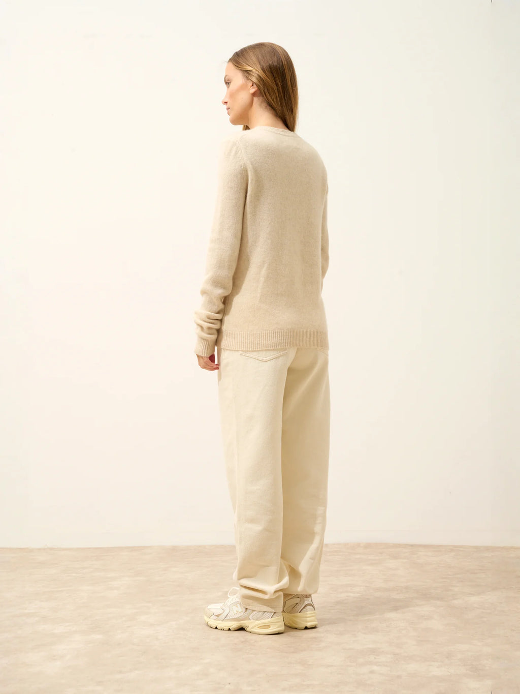 ROSE strickjacke rundhalsausschnitt 4-fädig avoine