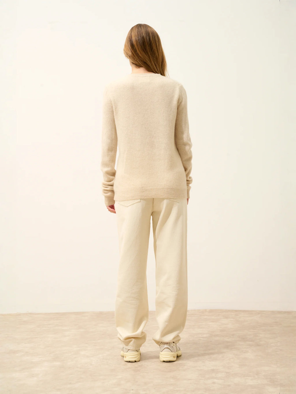 ROSE strickjacke rundhalsausschnitt 4-fädig avoine