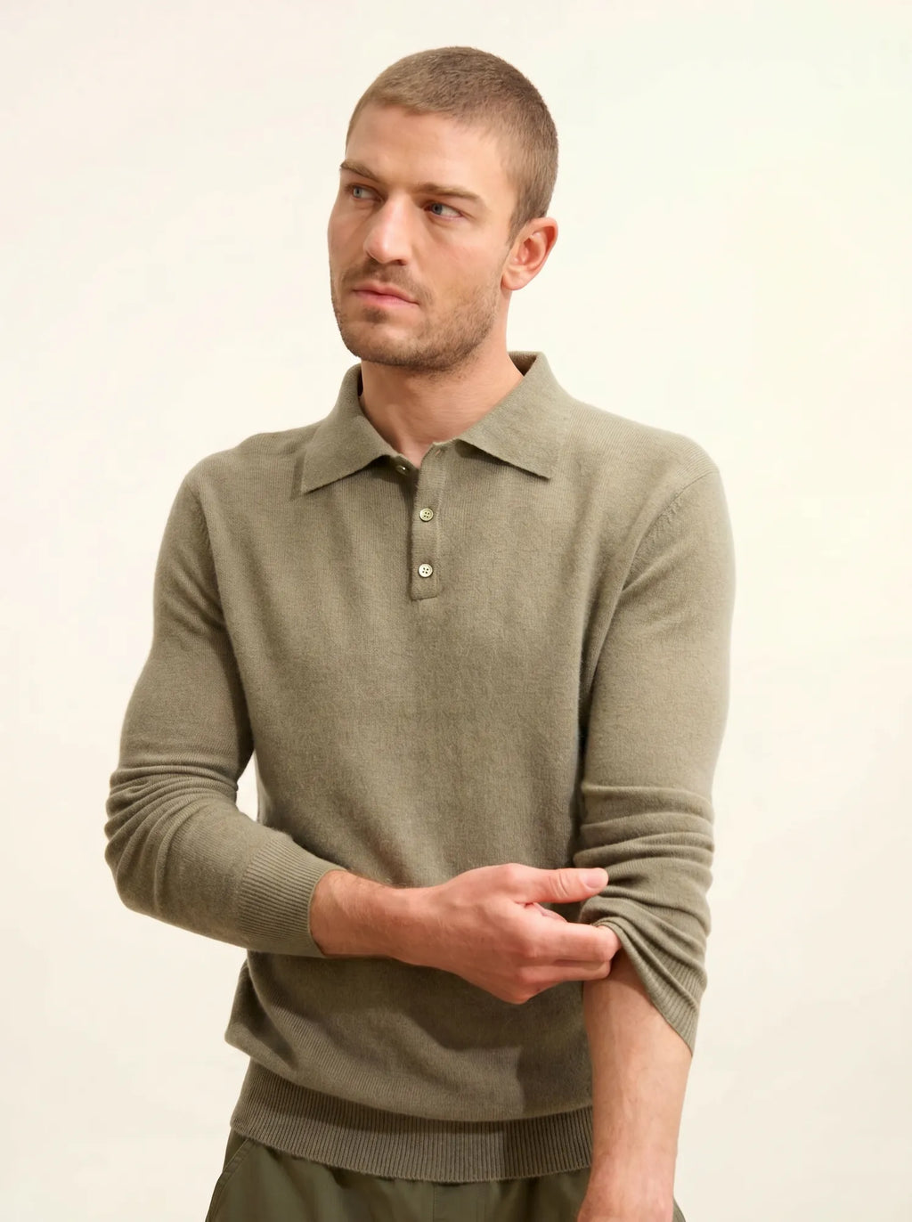 DOUGLAS poloshirt langarm army