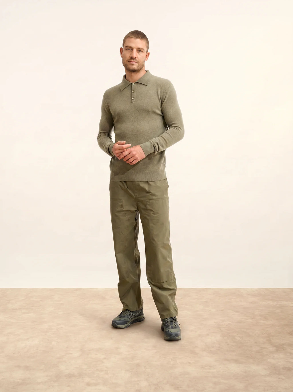 DOUGLAS poloshirt langarm army
