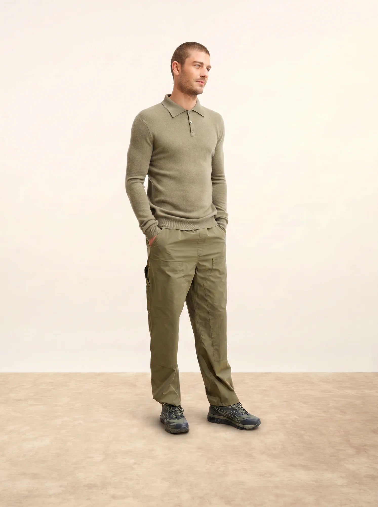 DOUGLAS poloshirt langarm army