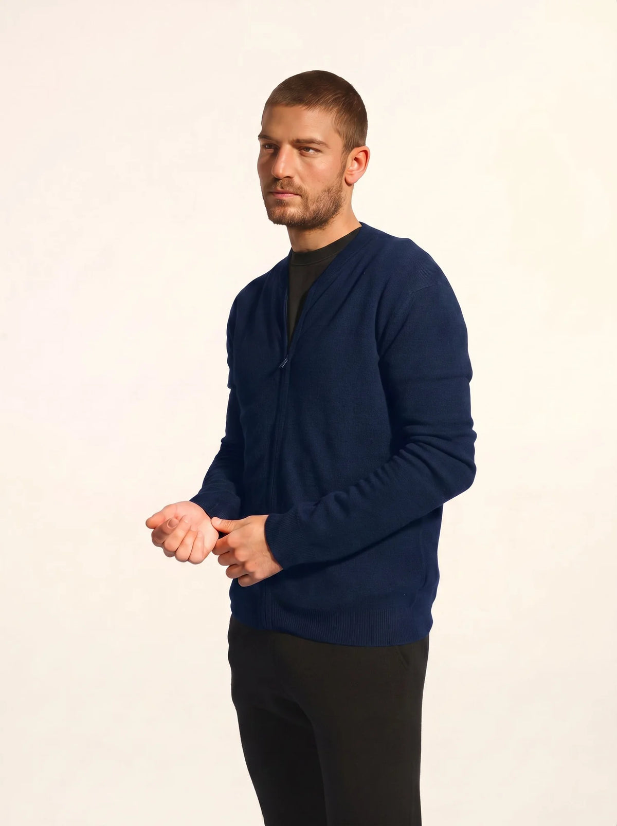 POLNOON Vest Zipped Mandarin Collar Midnight