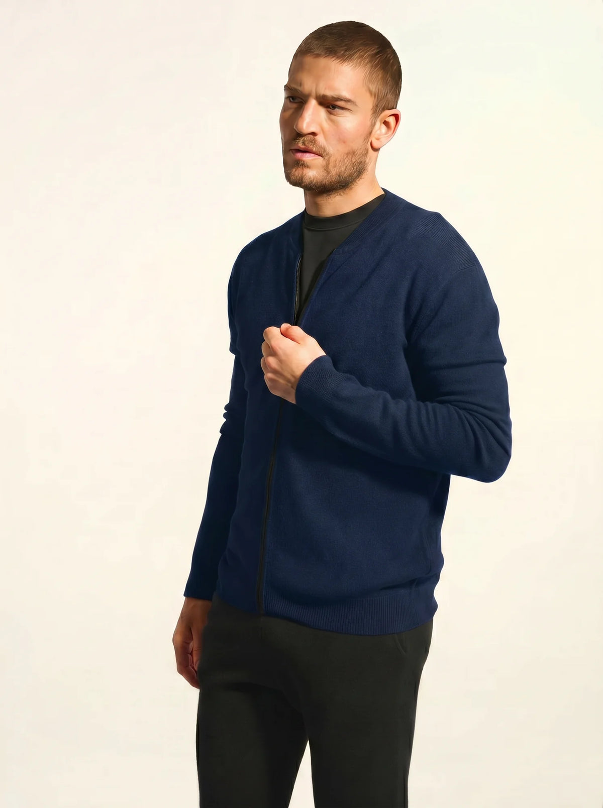 POLNOON Vest Zipped Mandarin Collar Midnight
