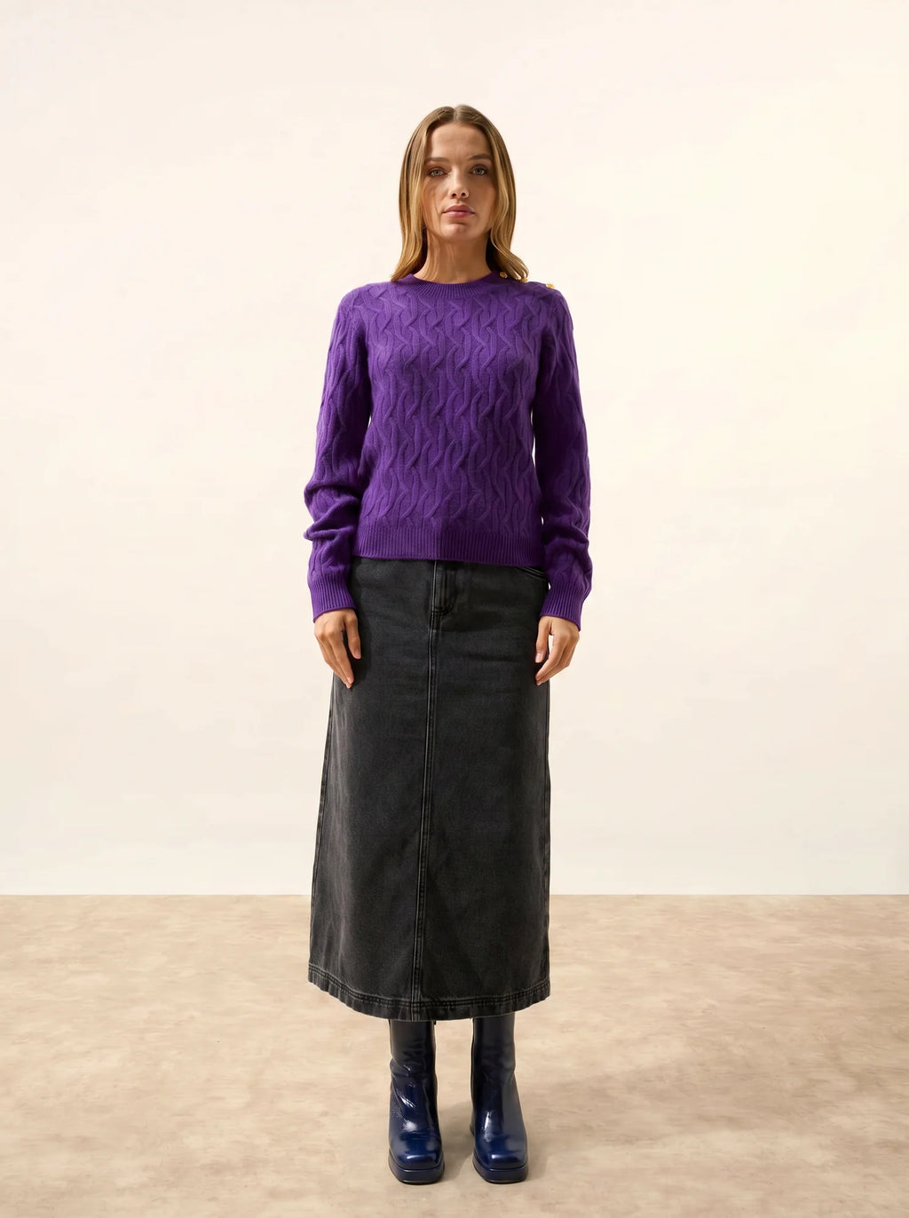 LYND pullover rundhalsausschnitt marine 4-fädig violette