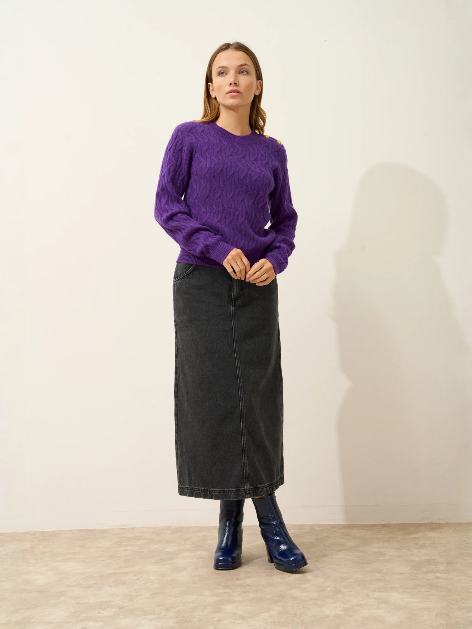 LYND pullover rundhalsausschnitt marine 4-fädig violette