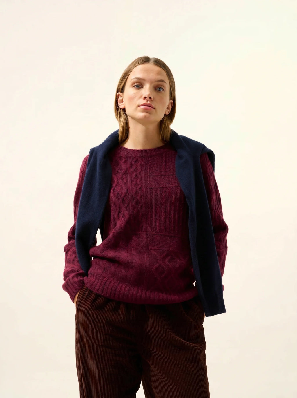 AMALA pullover rundhalsausschnitt 6-fädig mûre