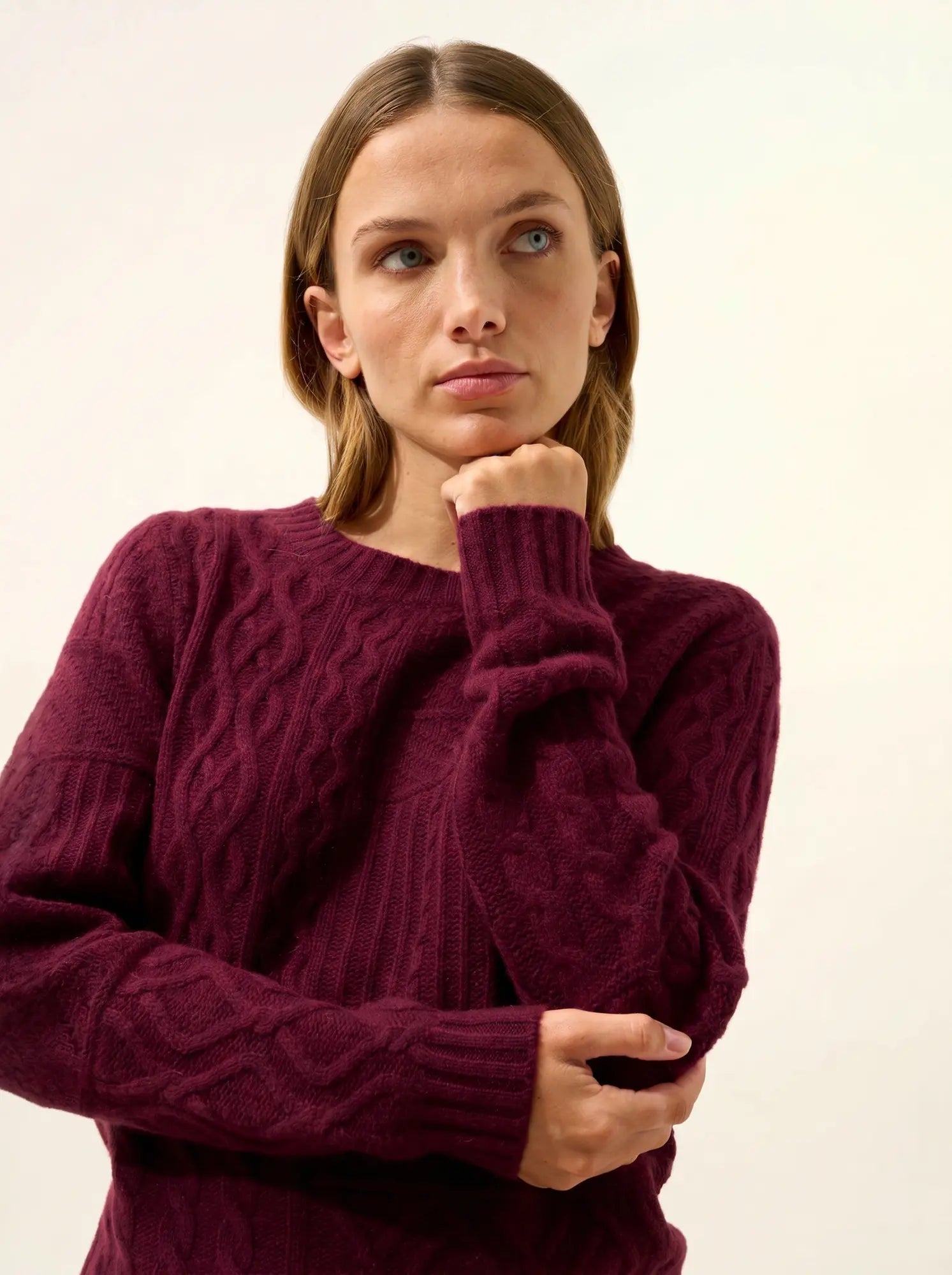 AMALA pullover rundhalsausschnitt 6-fädig mûre