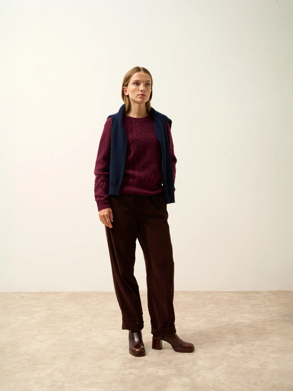 AMALA pullover rundhalsausschnitt 6-fädig mûre