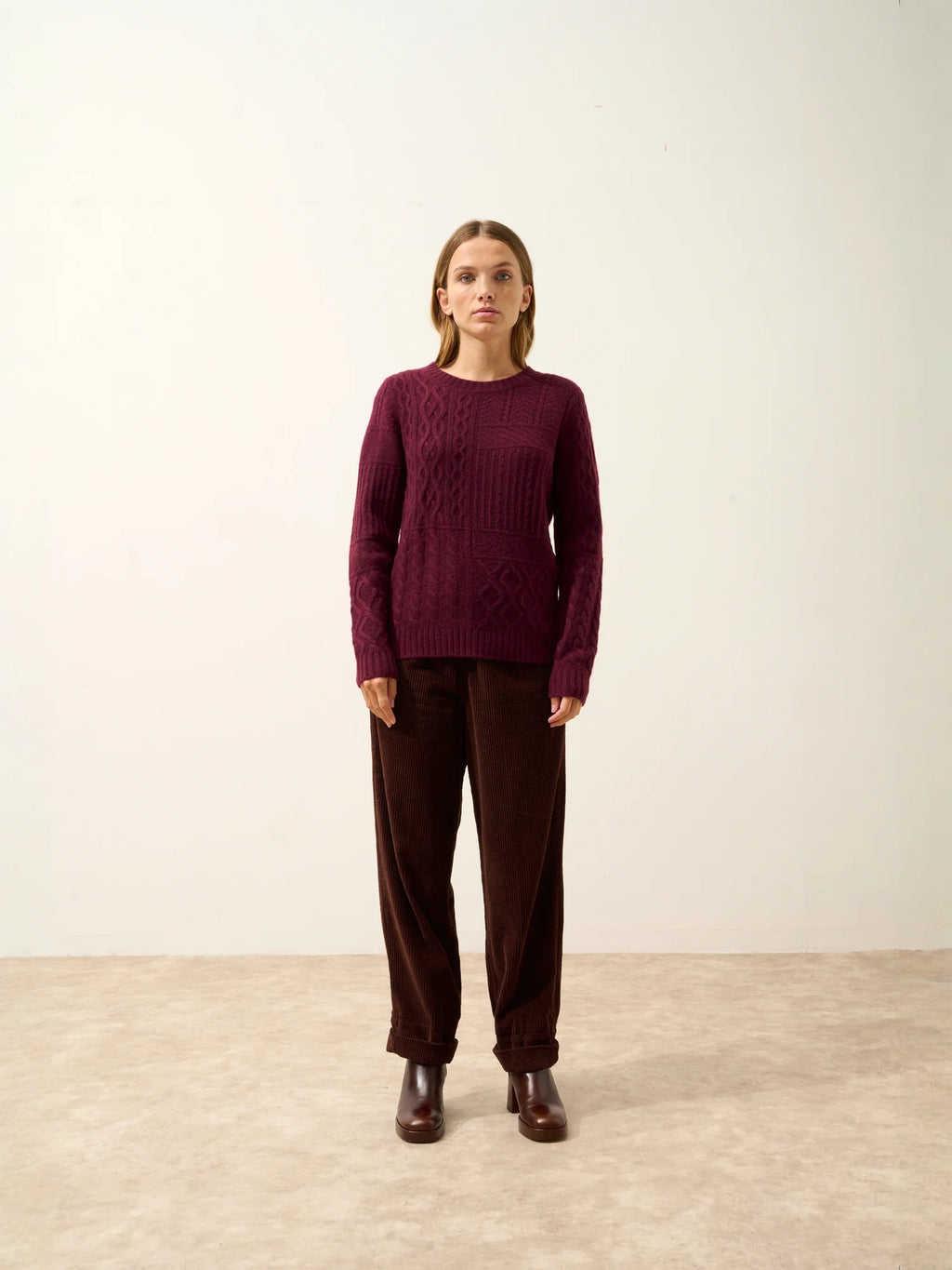 AMALA pullover rundhalsausschnitt 6-fädig mûre
