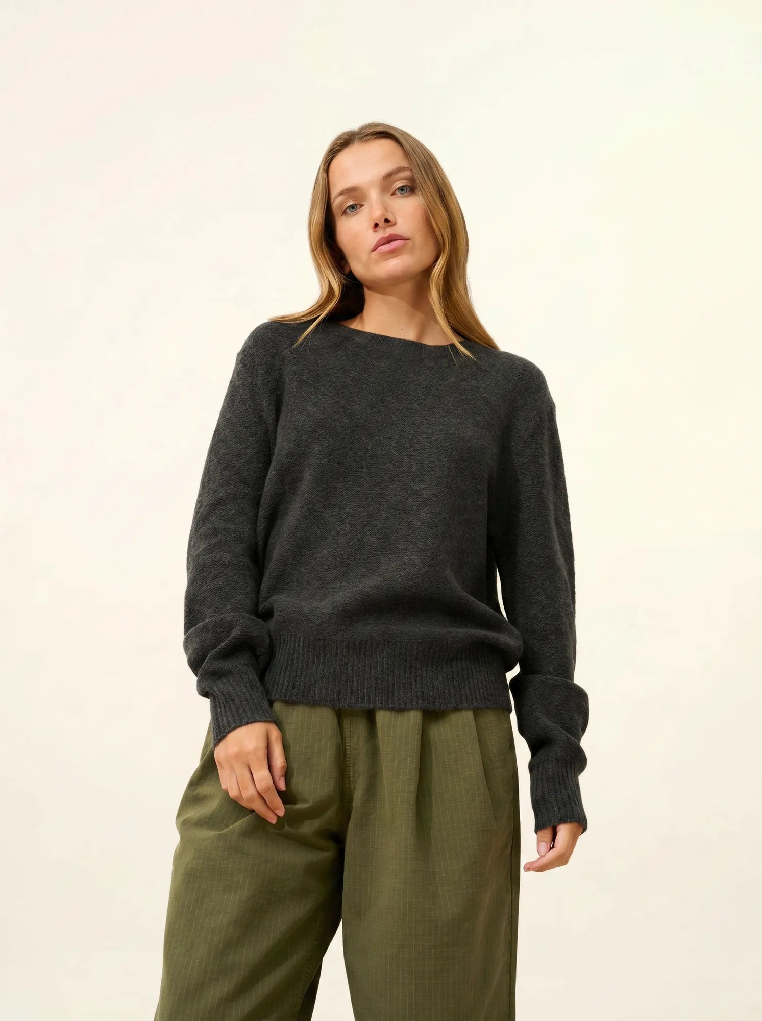CETAN pull col rond 6 fils carbone chiné