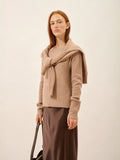 CETAN pullover rundhalsausschnitt 6-fädig camel meliert