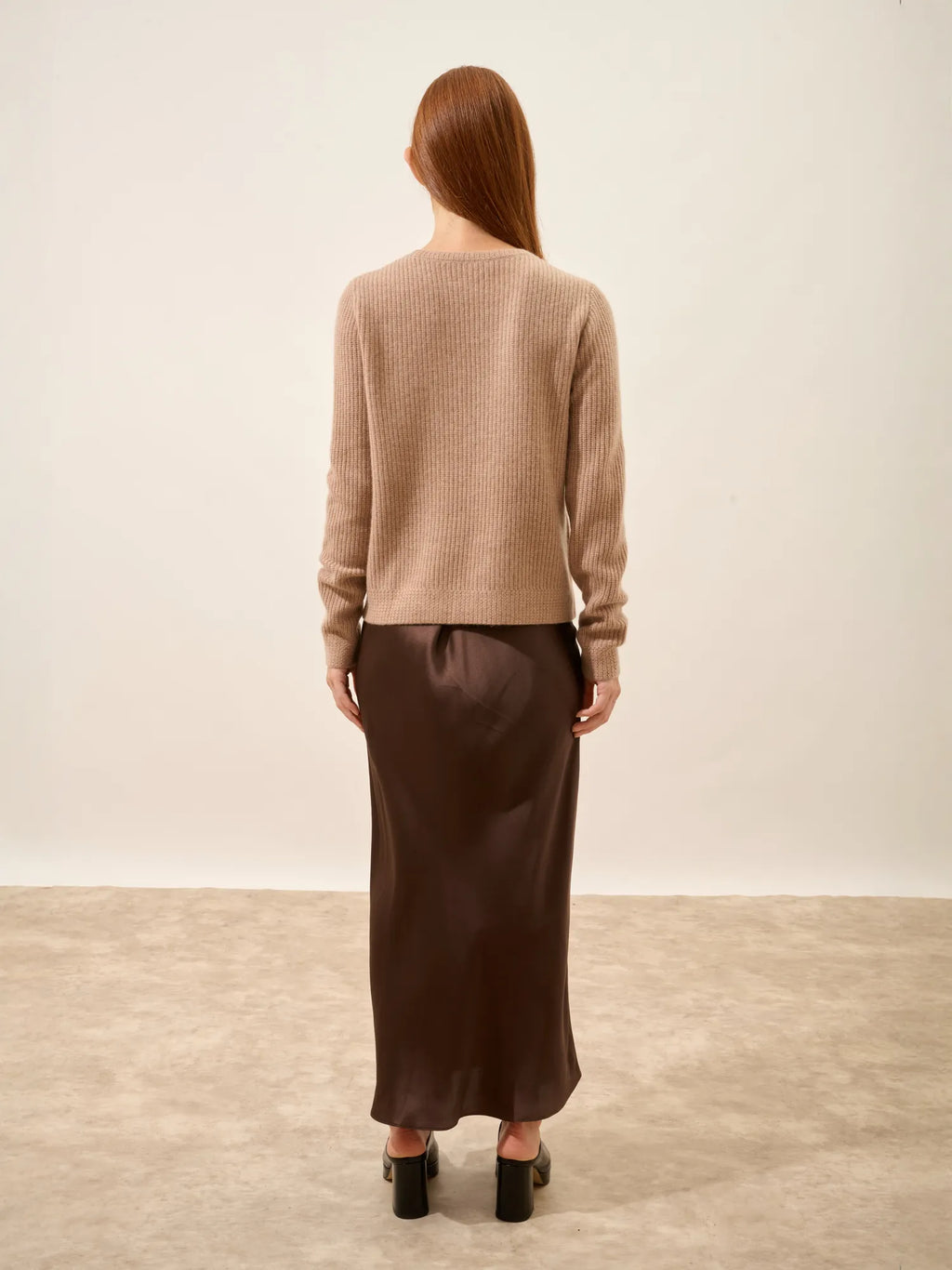 CETAN pullover rundhalsausschnitt 6-fädig camel meliert