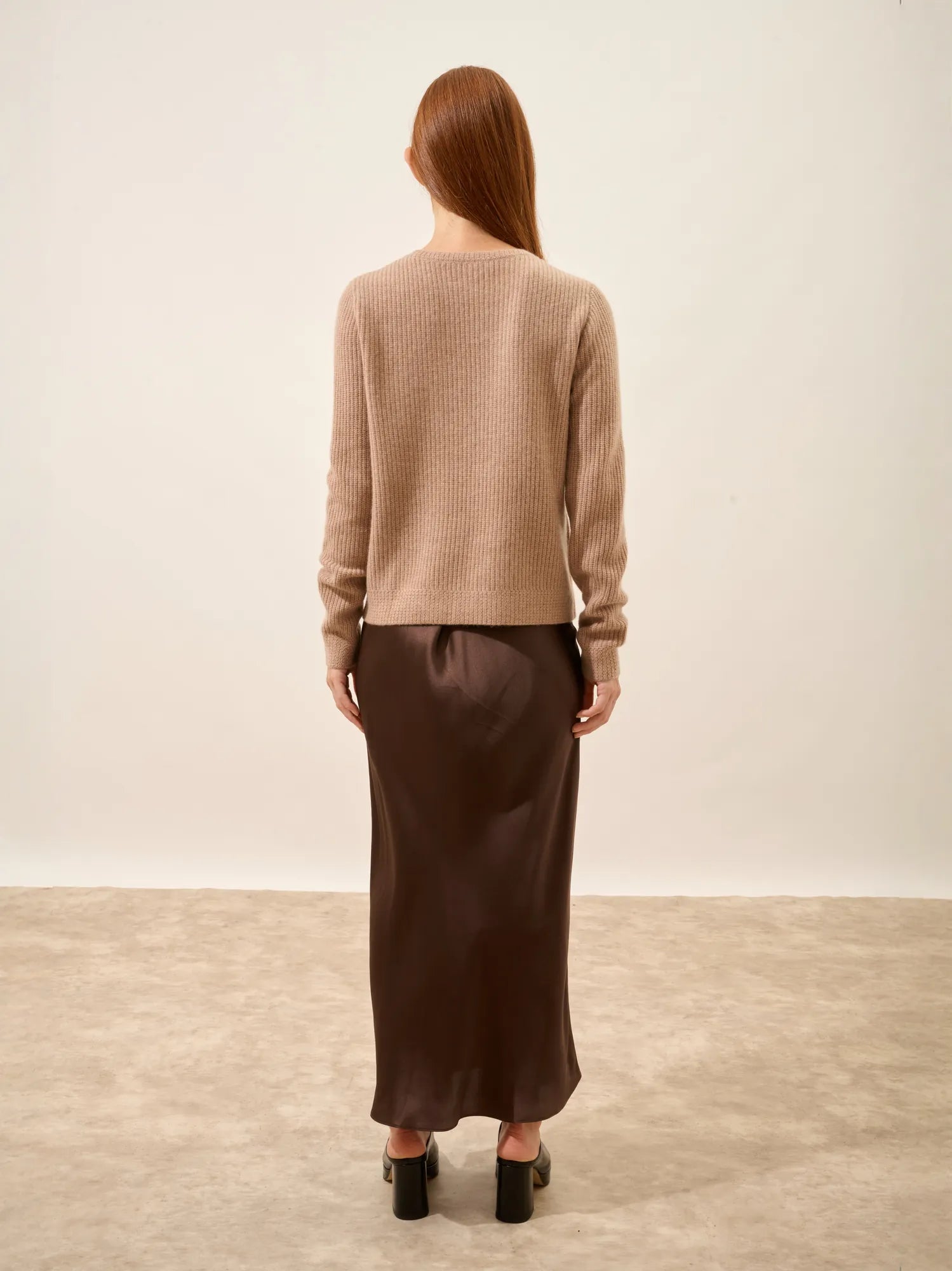 CETAN pullover rundhalsausschnitt 6-fädig camel meliert