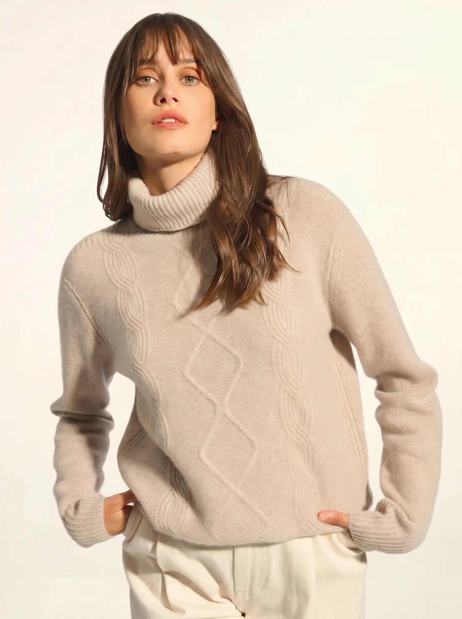 DOLMA pullover rollkragen 6-fädig camel hell meliert