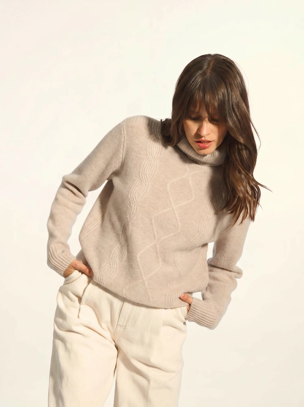 DOLMA pullover rollkragen 6-fädig camel hell meliert