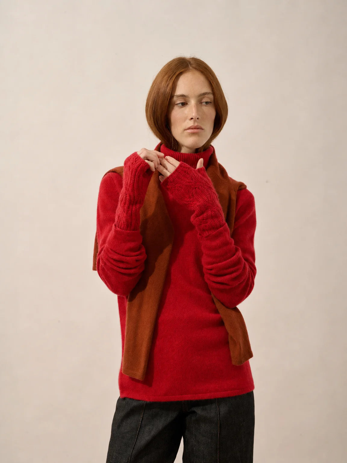 BALE fingerlose handschuhe 6-fädig rot