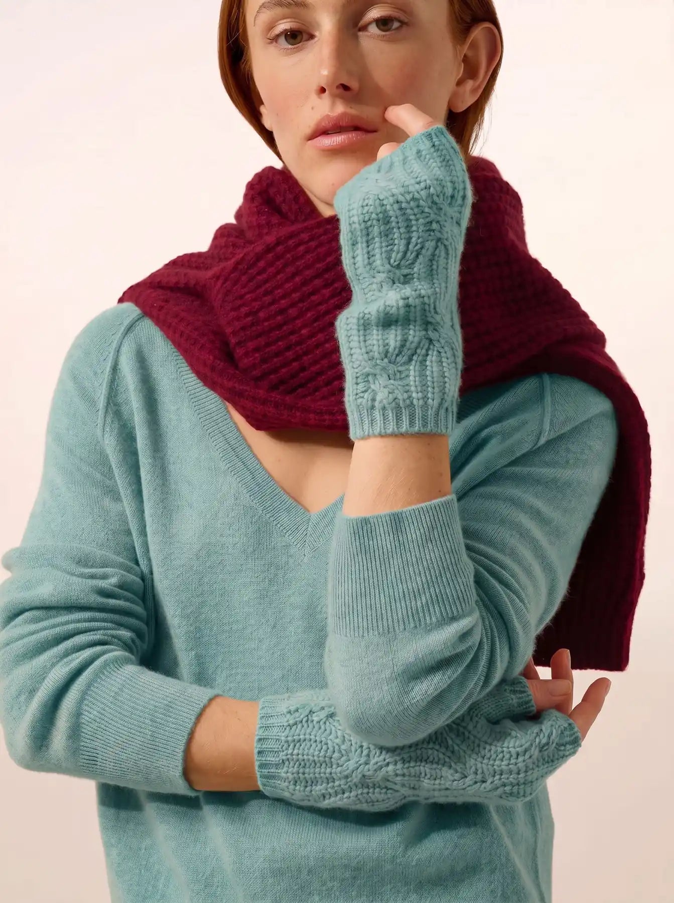 BALE fingerlose handschuhe 6-fädig grün meliert