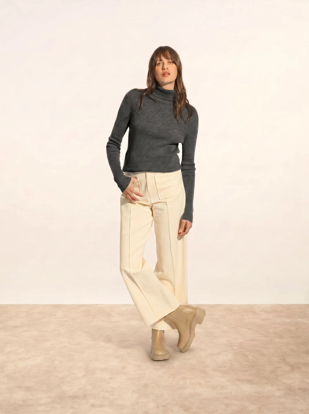 LANAIS pullover rollkragen anthrazit meliert
