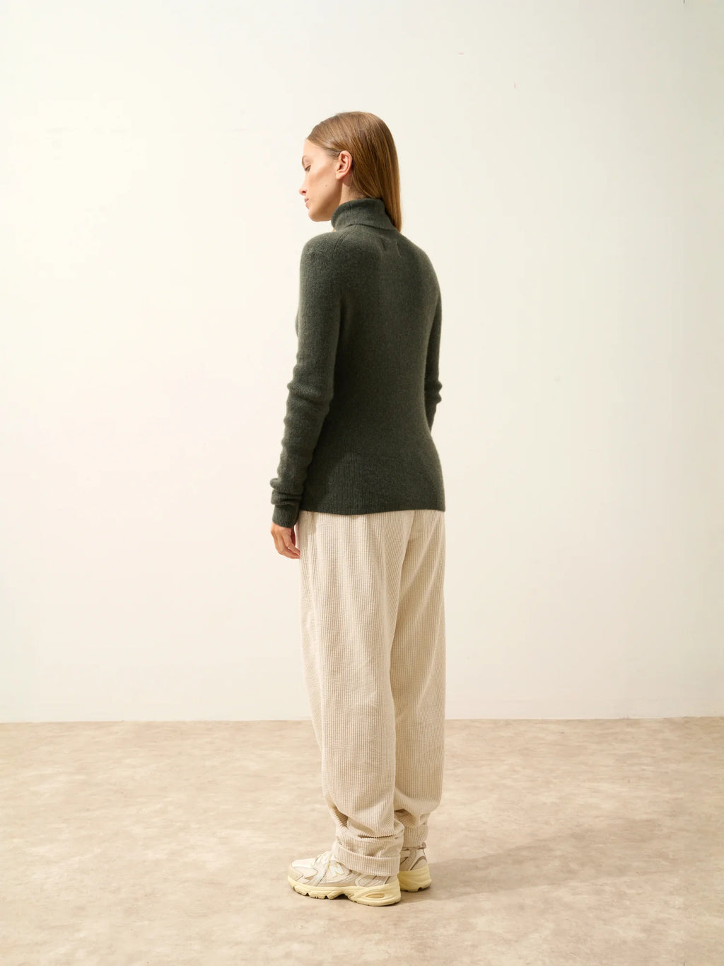 LANAIS pullover rollkragen khaki meliert