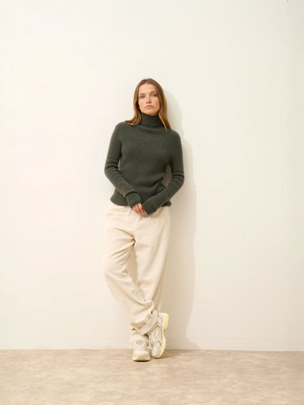 LANAIS pullover rollkragen khaki meliert