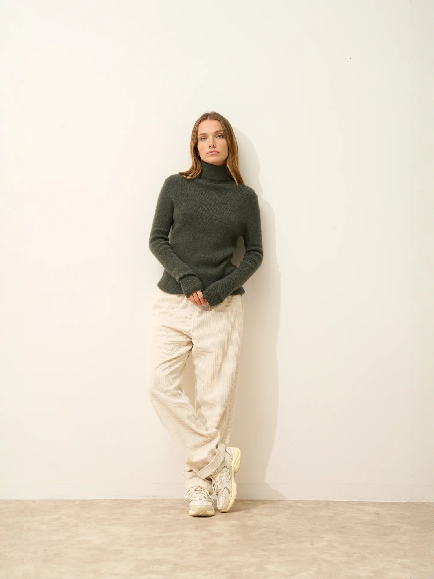 LANAIS pullover rollkragen khaki meliert