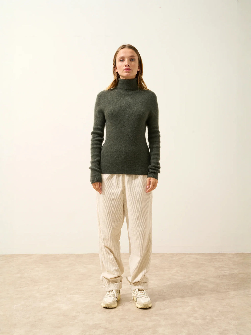 LANAIS pullover rollkragen khaki meliert
