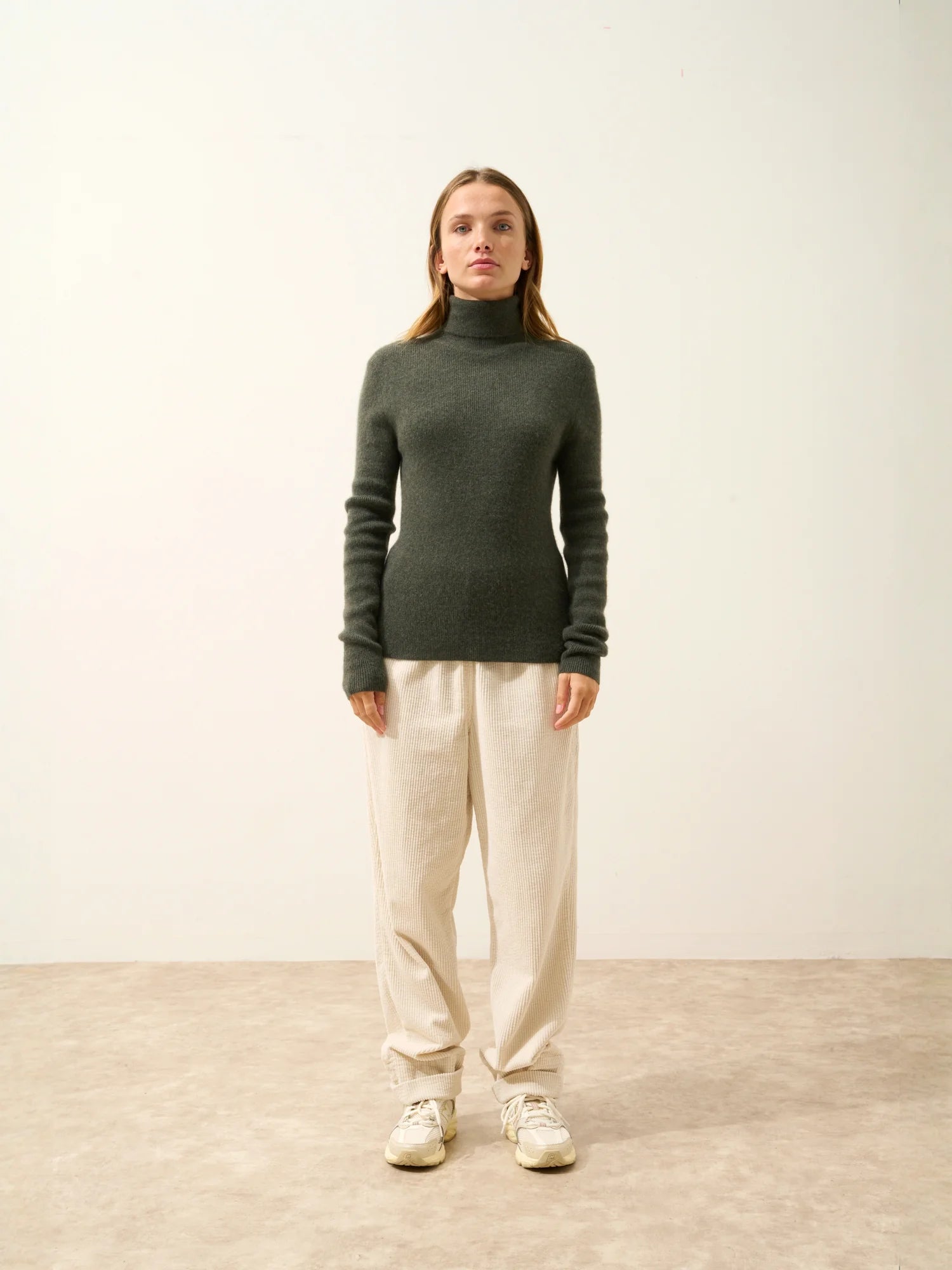 LANAIS pullover rollkragen khaki meliert