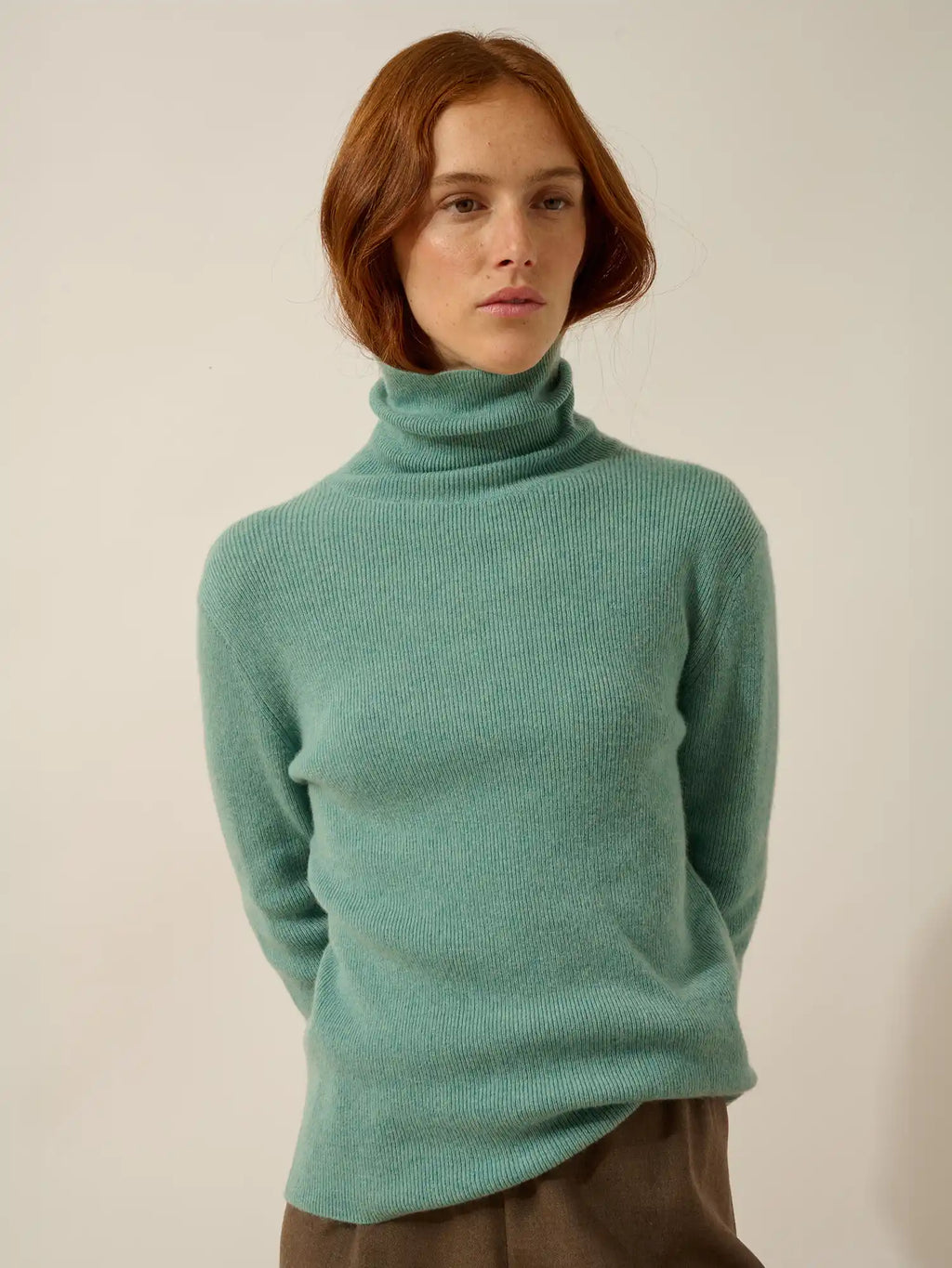LANAIS pullover rollkragen grün meliert
