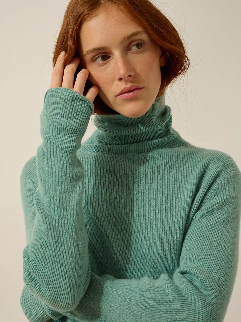 LANAIS pullover rollkragen grün meliert