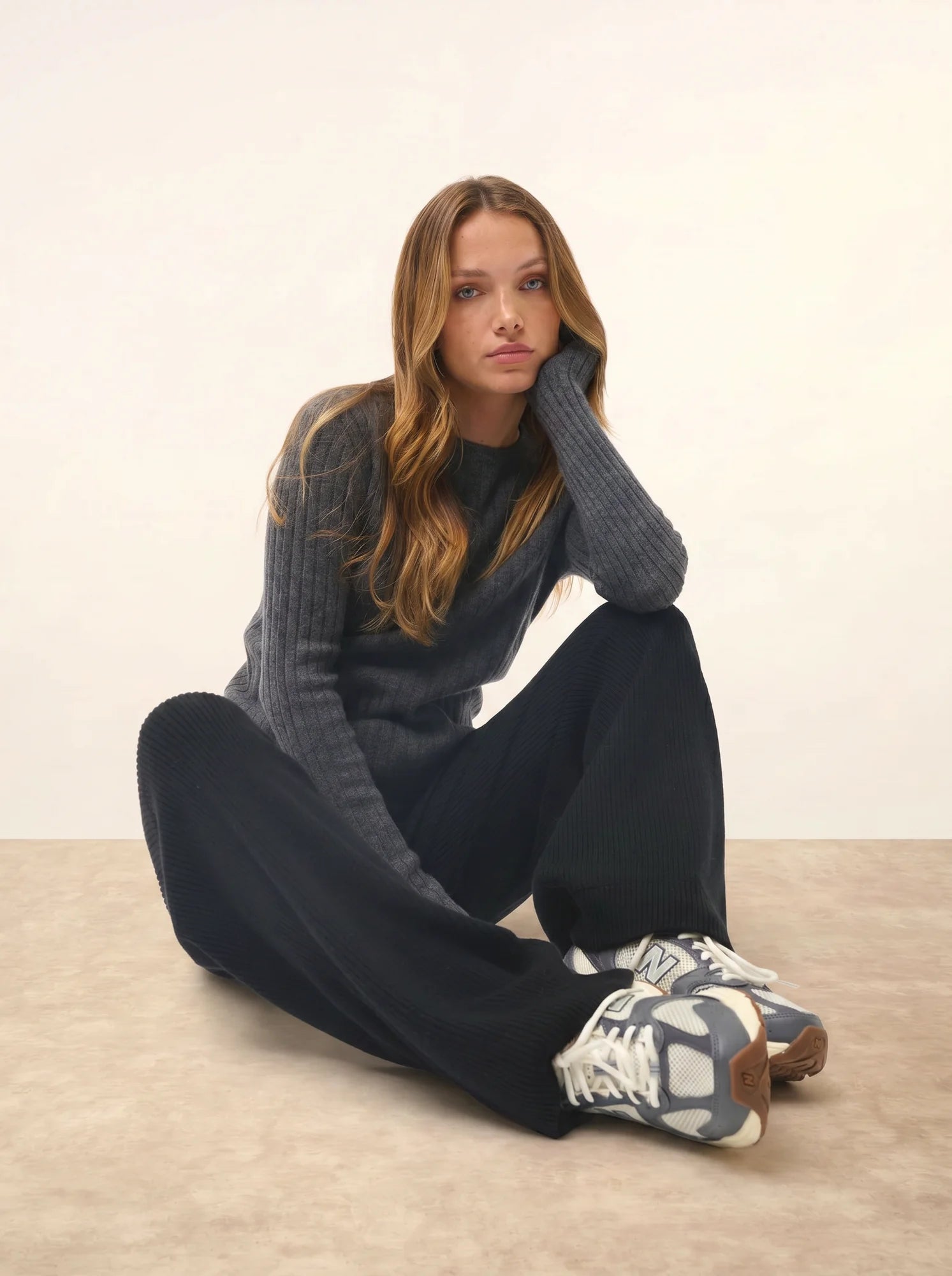 AVANA pullover rundhalsausschnitt anthrazit meliert
